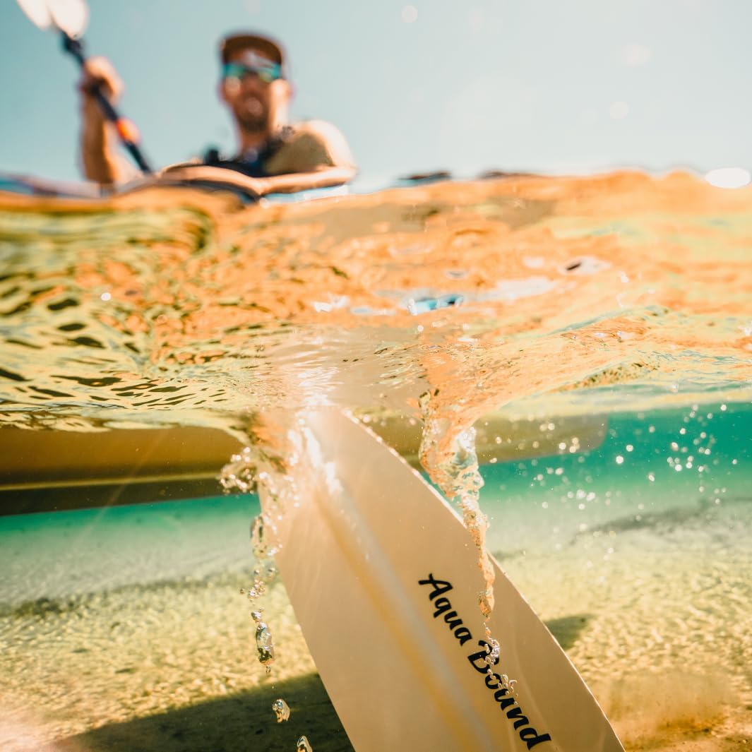 AQUA BOUND Sting Ray Hybrid 2-Piece Versa-Lok Kayak Paddle – Carbon Shaft, Reinforced Nylon Dihedral Blades, Adjustable Versa-Lok Length and Feathering for Flatwater Touring & Recreation (230 cm)
