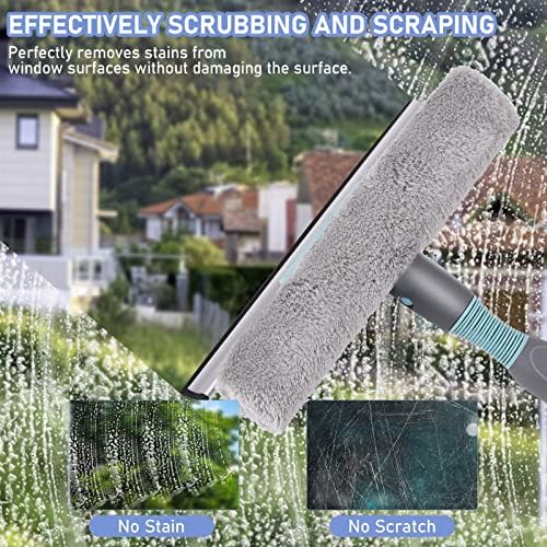 Window Cleaner 2 in 1, Jubor 78" Professional Window Wiper with Telescopic Handle, Telescopic Window Squeegee from 23 to 200 cm, Glass Cleaning Tools for High Windows Indoor and Outdoor Use