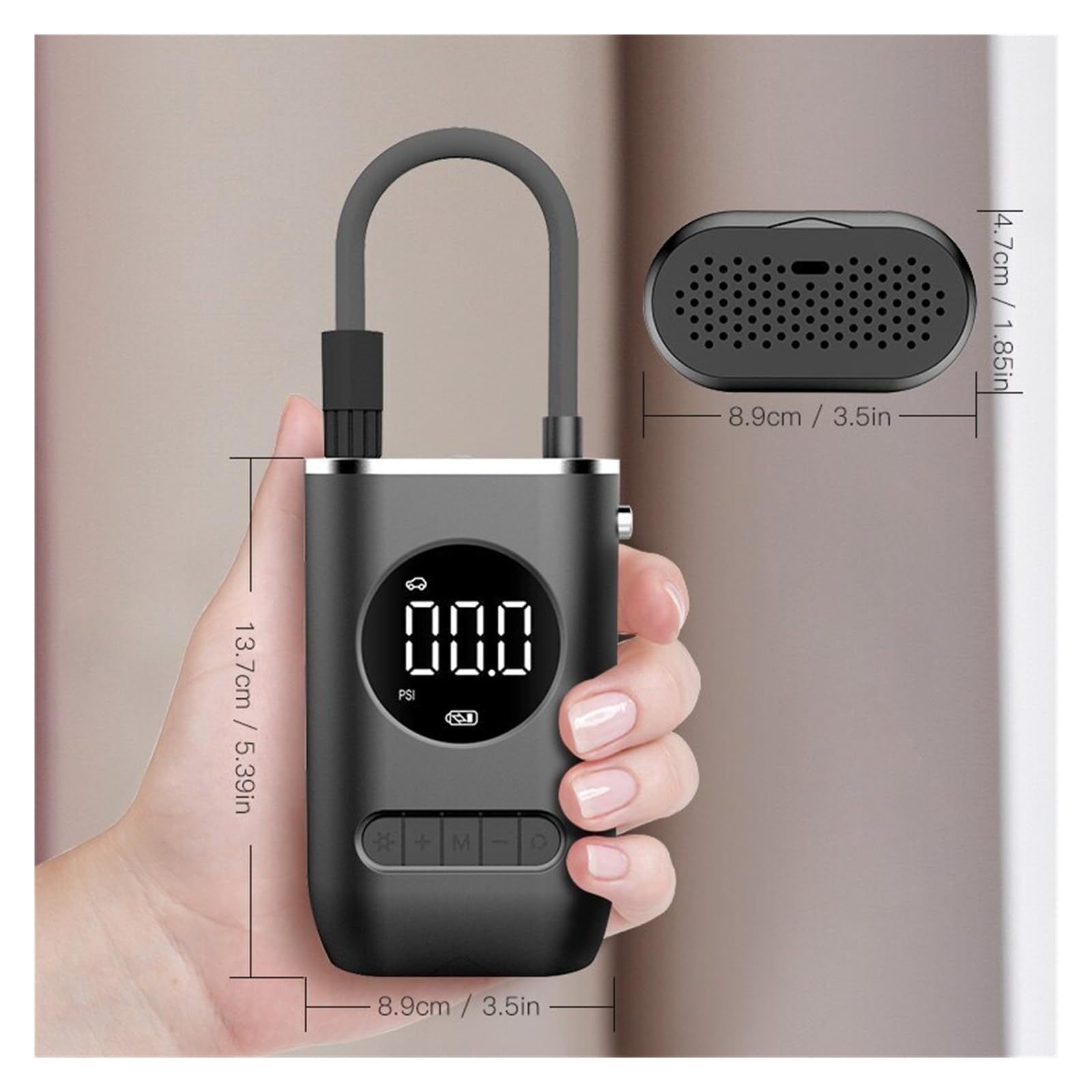 Elektryczna pompka powietrza, Samochodowa pompka powietrza przenośna mini samojezdna elektryczna pompka do opon ręczna bezprzewodowa cyfrowy wyświetlacz