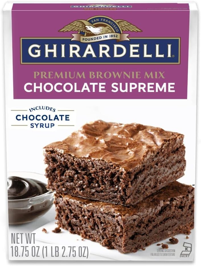 Ghirardelli Chocolate Supreme Premium Brownie Mix, Includes Chocolate Syrup, 18.75 oz Box