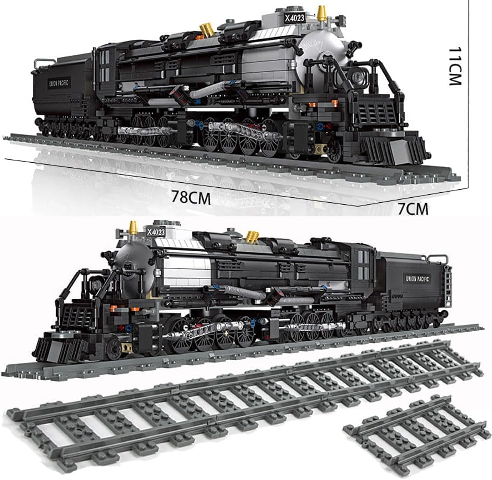 BIGBOY Steam Train Building Kit and Engineering Toy, BIGBOY Locomotive with Track Display Set, Collectible Steam Locomotive Display Kit, Gift for Train Lovers(1608Pieces)