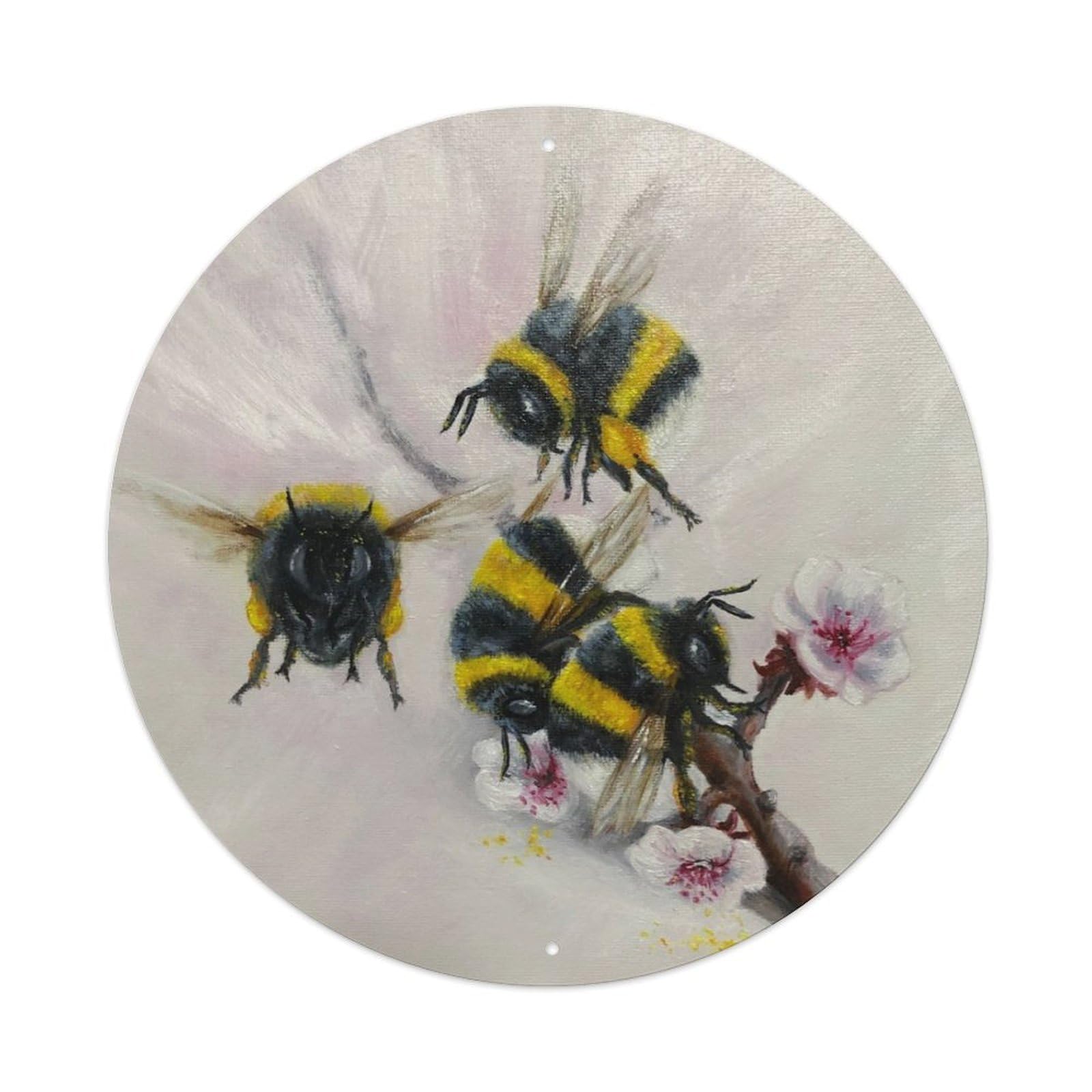 Animal Artwork Swarms of Bees Vintage Metal Tin Sign Plaque Wall Decor for Cafe, Club Bar, Office, Garden Metal Poster 8x8Inch