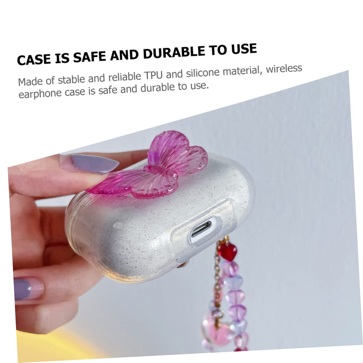 HEMOTON 5stücke Wireless Earphone Case Mit Herzanhänger Für Schützende Hülle Glitzerndem Leichte Und Kompakte Aufbewahrung Für -kopfhörer