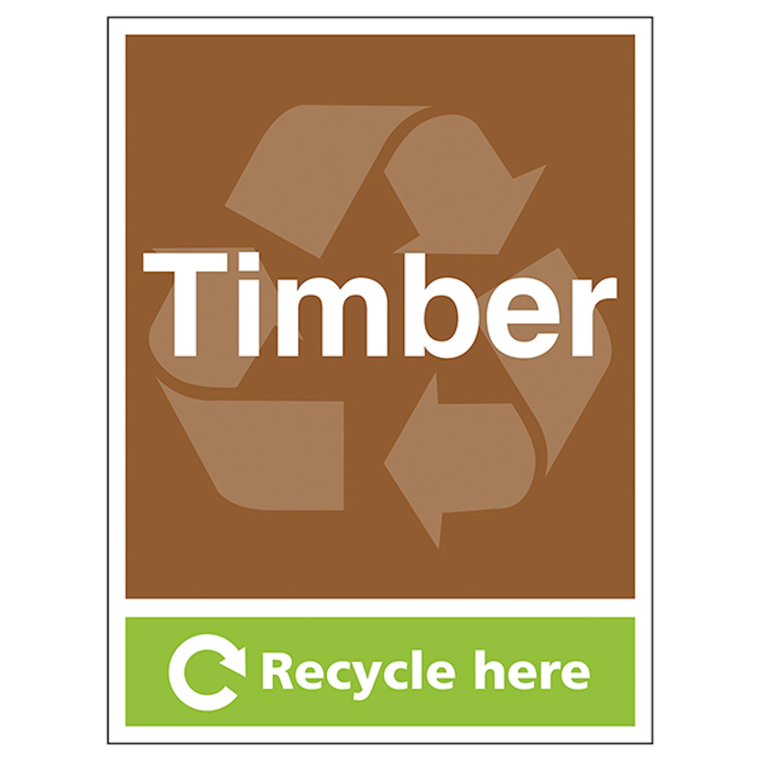 V Safety Timber Recycle Here - Portrait 300 x 400mm - 1mm Rigid Plastic Safety Sign