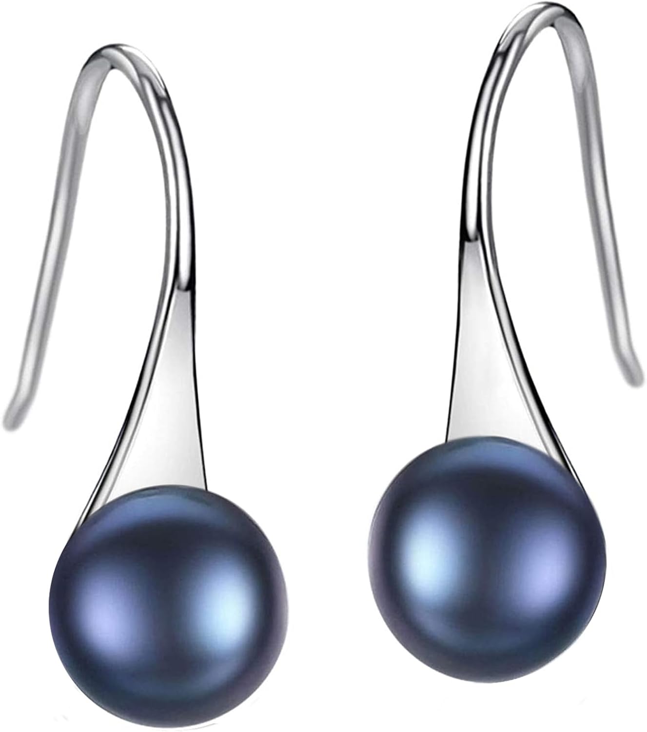 Michooyel 925 Sterling Silver Freshwater Cultured Pearl Dangle Drop Earrings for Women AAA+ Quality 8mm White Pearl Earrings Jewelry for Women