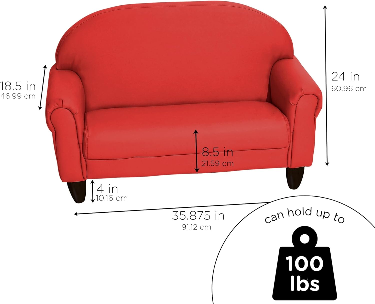 Children's Factory As We Grow Toddler Sofa, Flexible Seating for Daycare or Preschool, Kids Reading Couch, Playroom Furniture, Red - Image 2