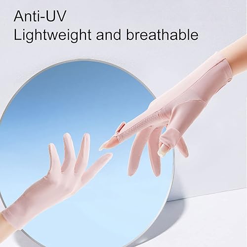 Miniatura 7 de 1 par de guantes de ciclismo antideslizantes de silicona con puños de botones, guantes finos de malla de seda de hielo para mujer, guantes de