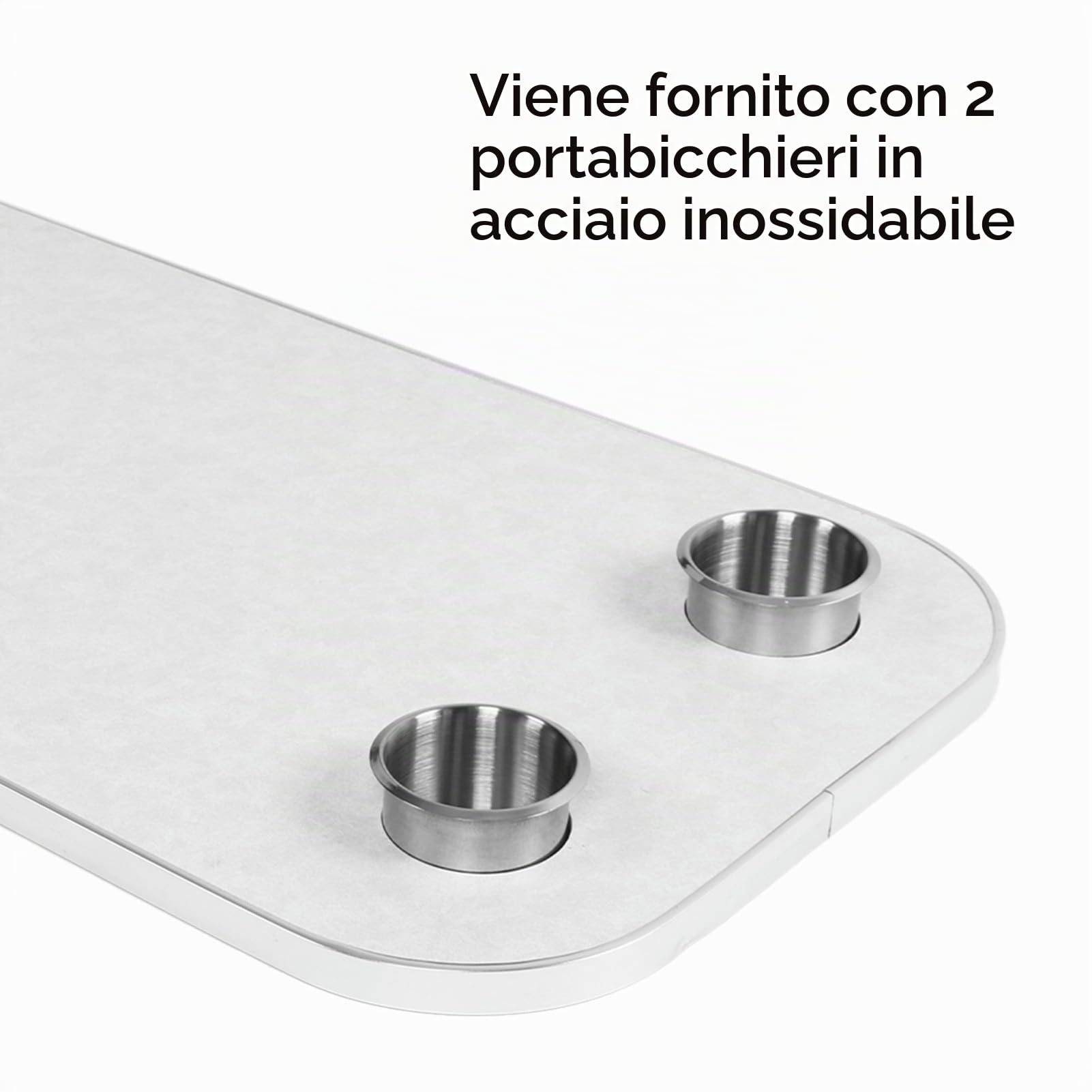 Tavolo da barca marittimo, tavolo rimovibile resistente alle intemperie con 2 tazze per Wohnmobile (Bianco)