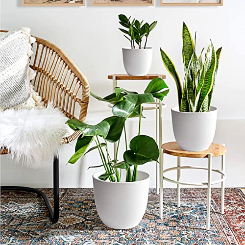 Giraffe Creation Plant Pots 3Pack+6Pack (10/9/8/7/6/5.5/5/4.5/4 Inch) White, Planters With Drainage Hole And Tray #TOP6