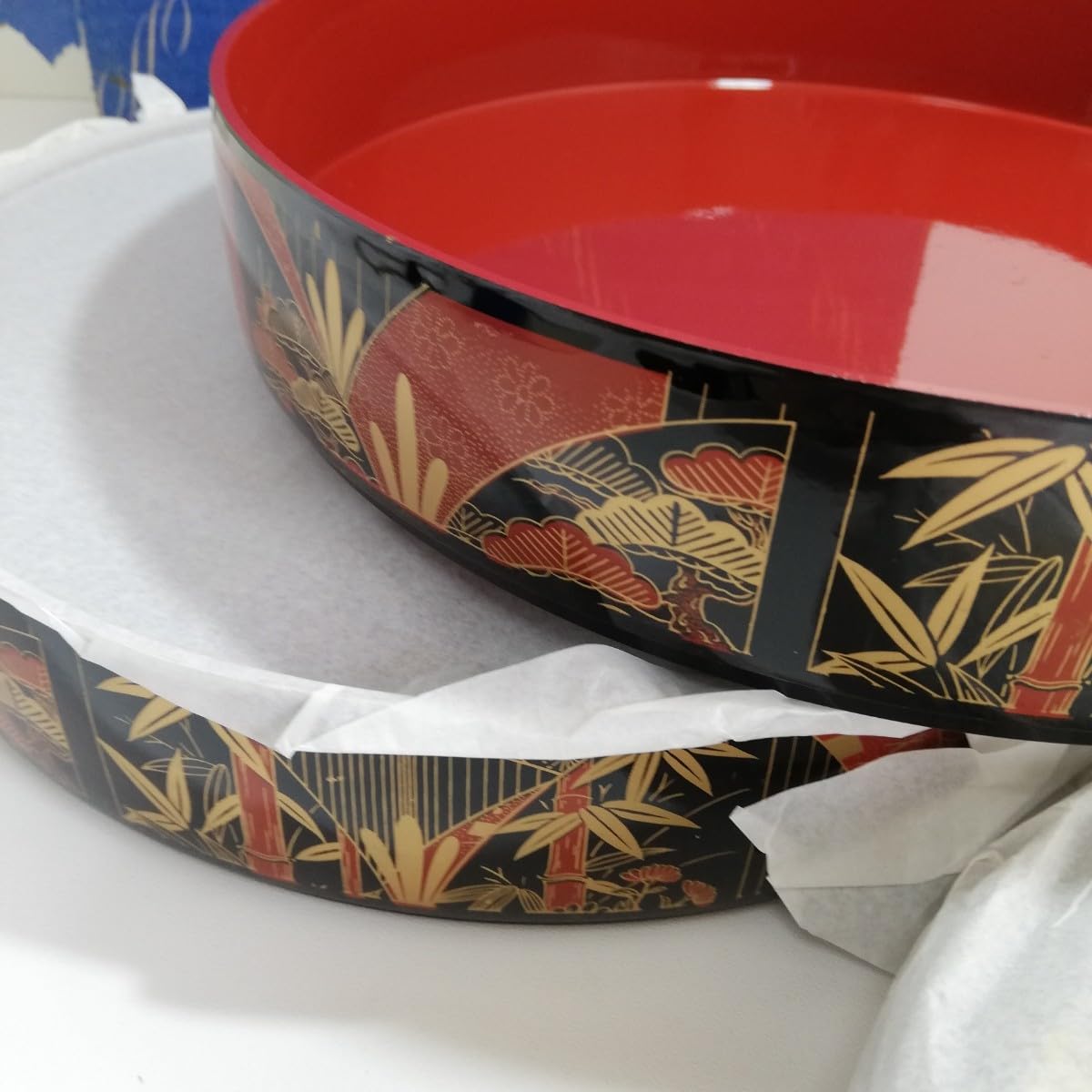 Amazon.co.jp: 山中漆器 合成漆器 暮らしの器 だんらん 二段寿司桶 取 