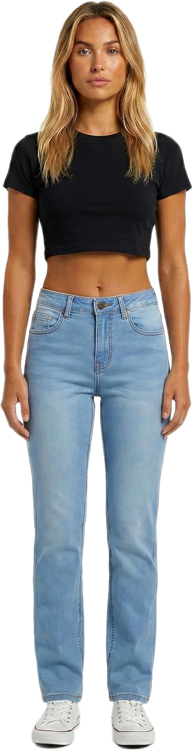 ESRA Straight Leg Jeans Damen Jeans High Waist – Premium Stretch Jeans Damen aus extra weicher Baumwolle