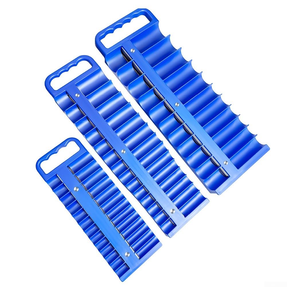 Organizador de enchufes, bandeja de almacenamiento magnética de 76 piezas, soporte de 1/4 3/8 1/2 pulgadas para almacenamiento de herramientas de taller de garaje (3 piezas)