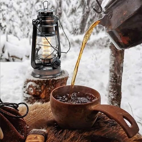 Miniatura 8 de YAKii Farol LED vintage colgante de metal Hurricane 12 LED regulador de intensidad con interruptor de atenuación blanco cálido, funciona con pilas,