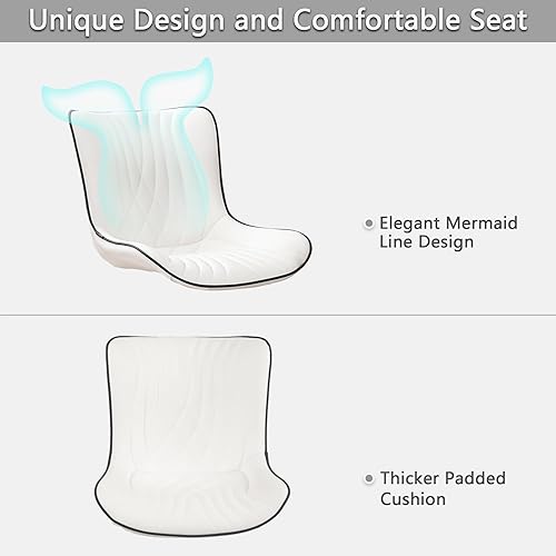 Miniatura 5 de Kidol & Shellder Juego de 2 sillas de comedor blancas, tapizadas de piel sintética, modernas de mediados de siglo, sillas de cocina y comedor con