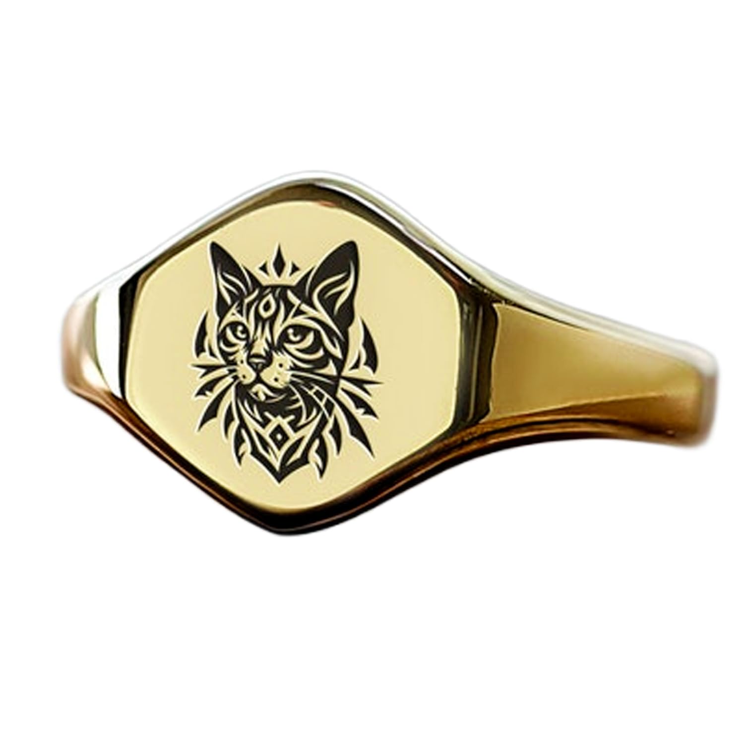 Bague chat hexagonale style vintage pour votre style quotidien