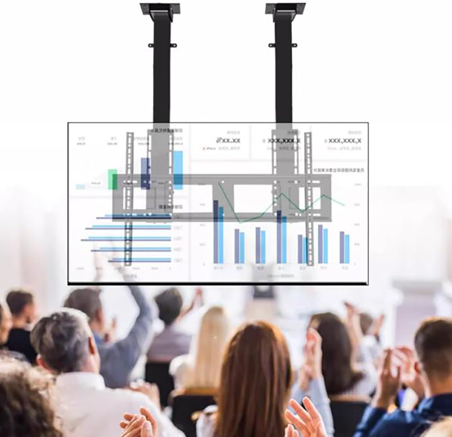 Adjustable Height Electric TV Lift - Motorized Ceiling TV Mount with Remote Control, Telescopic Electric TV Lift with Auto Lifting, Fits 55-120 Inch Motorized TV Stand (900-2200mm)