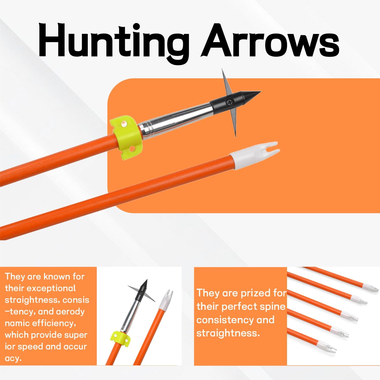 10PCS 32 Inch Archery Arrows Fishing Hunting Fiberglass Bowfishing Arrow with Safty Slides Target Shooting Fish Practice Arrows for Compound and Recurve B