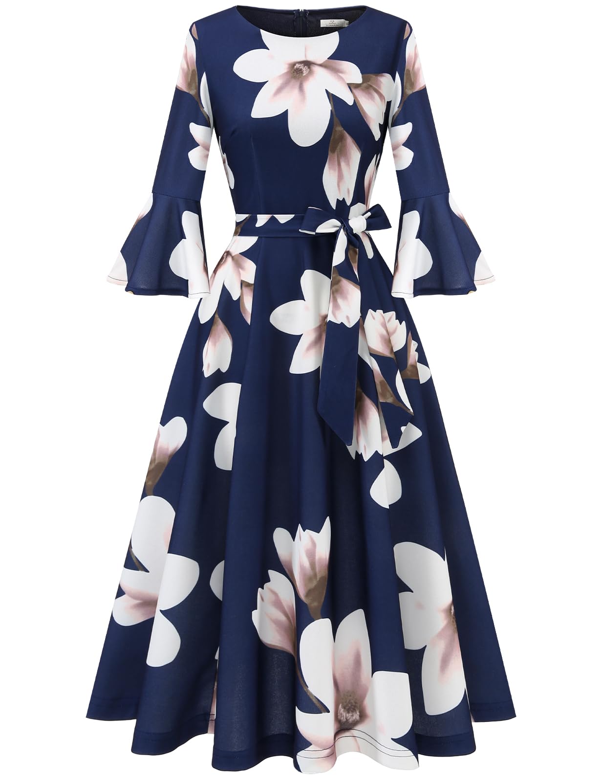 HomRain Women's Church Dresses Modest Bell Sleeve Wedding Guest Cocktail Tea Party Vintage Evening Dress