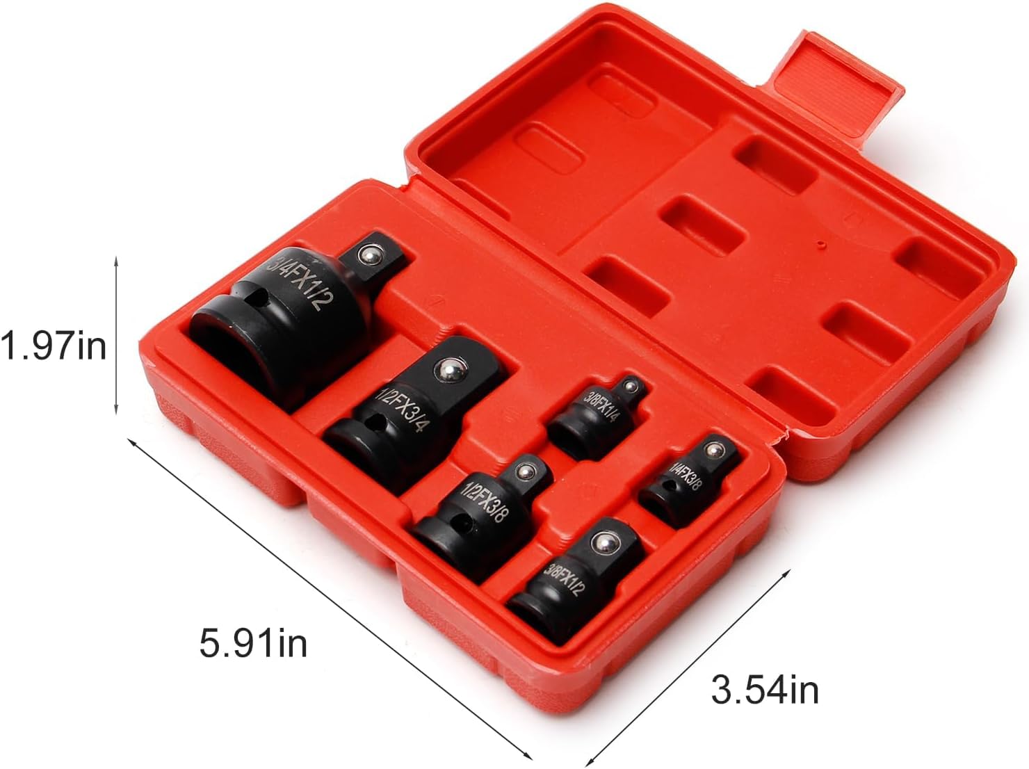 Mass Pro 6Pcs Drive Adapter & Reducer Set, CR-MO Steel Wrench Converter Kit, 1/4", 3/8", 1/2" & 3/4" Square Drive Extension Accessories for Ratchets, Impact Wrenches, Breaker Bars & Power Tools 1