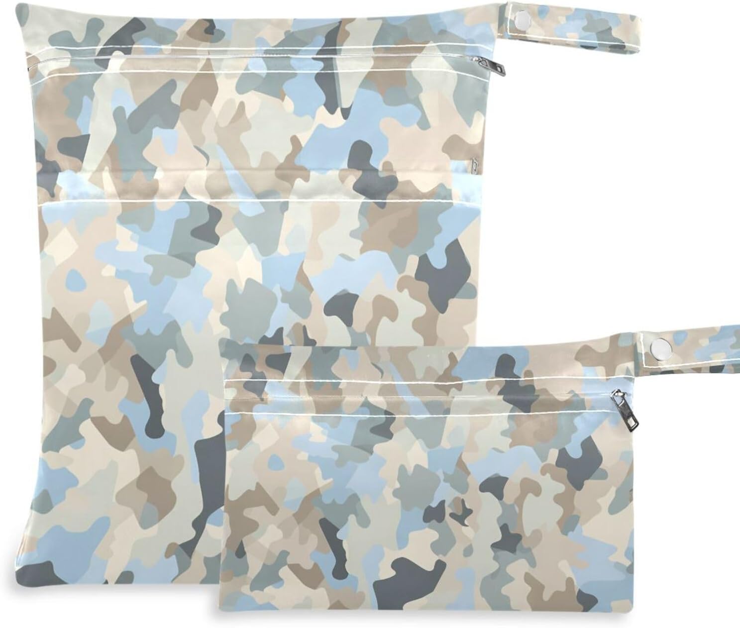 mess-proof waterproof wet bag 2 Pack travel essentials for baby with handles for daycare, beach Camouflage Watercolor