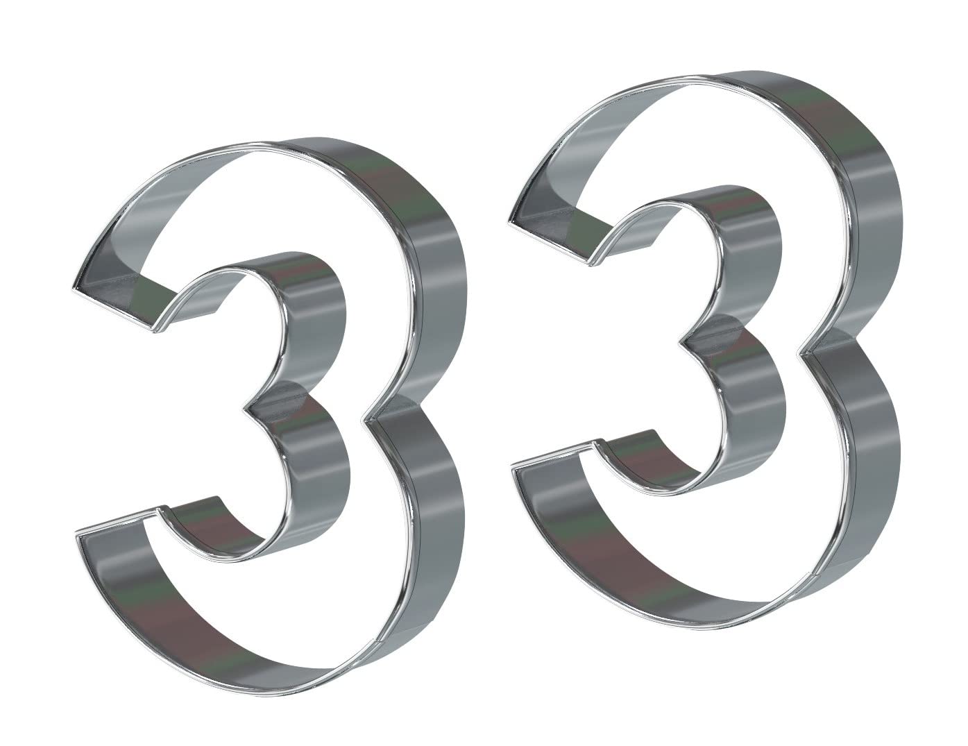 Bakerpan Stainless Steel Number 3 Cookie Cutter, Cookie Cutter Number Three Shapes, 3 1/2 Inch - Set of 2