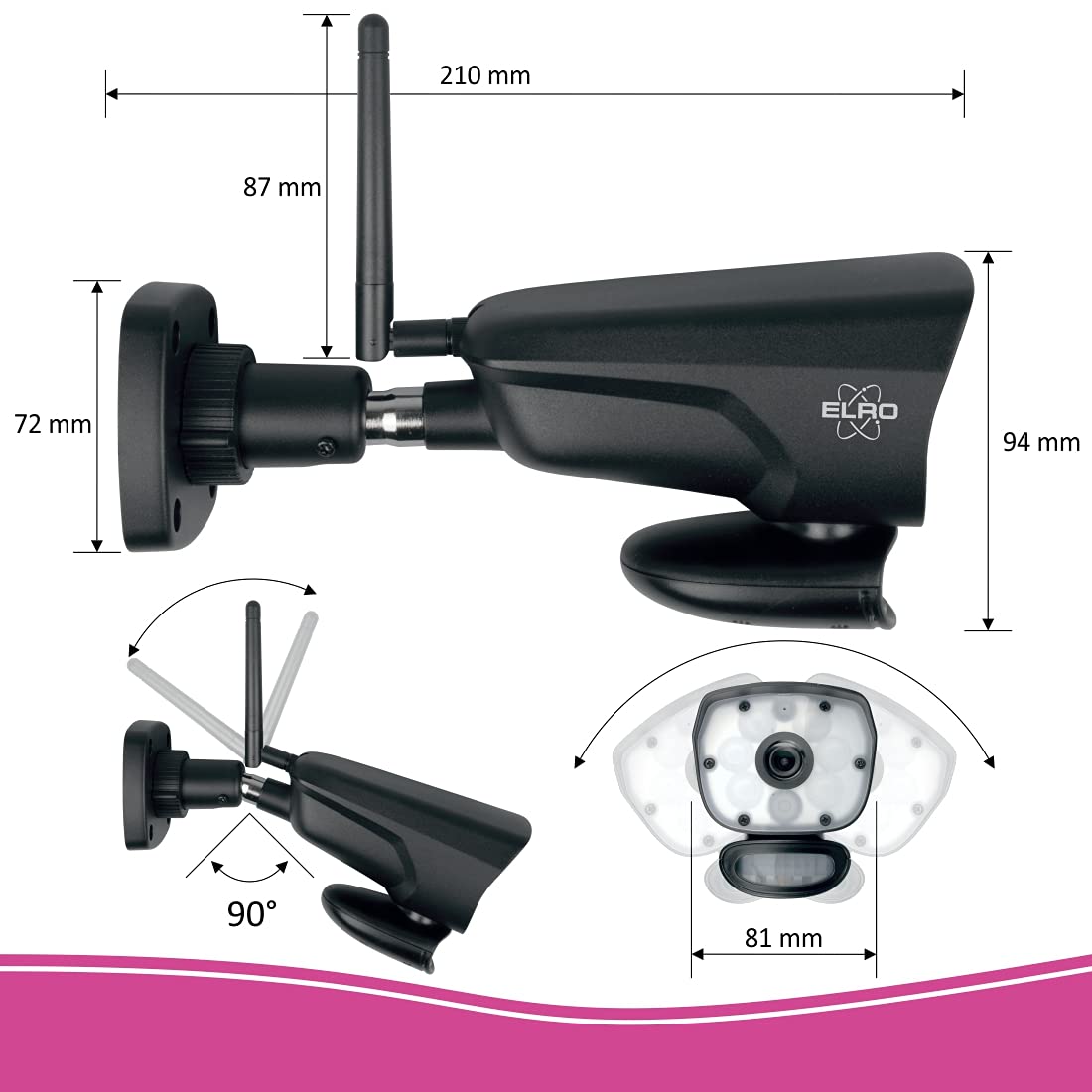 ELRO CZ60RIPS Color Night Vision 1080P HD kamera monitorująca zestaw z 4 kamerami, ekran 9" i aplikacją
