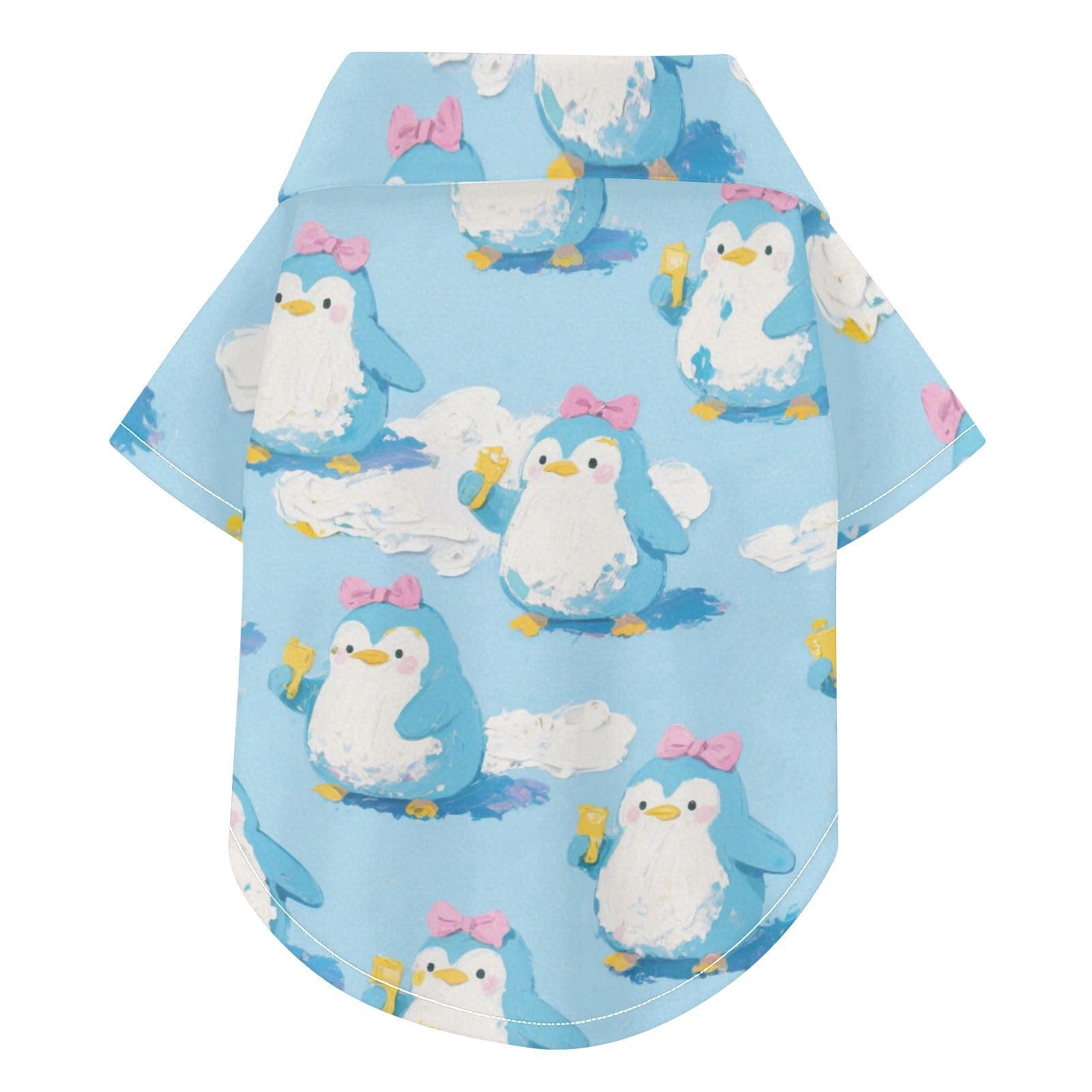 T-shirt d'été pour chien boutonné aux finitions soignées motif pingouin