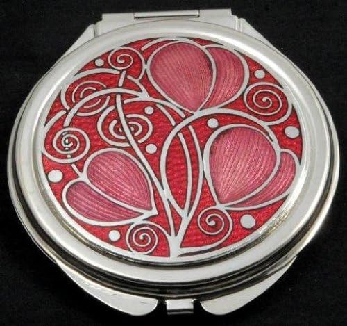 Compact Mirror in a Celtic Swirls Design. (Red)