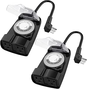 G-Homa 24 Hour Mechanical Outdoor Timer Outlet, Outdoor Timer for ...