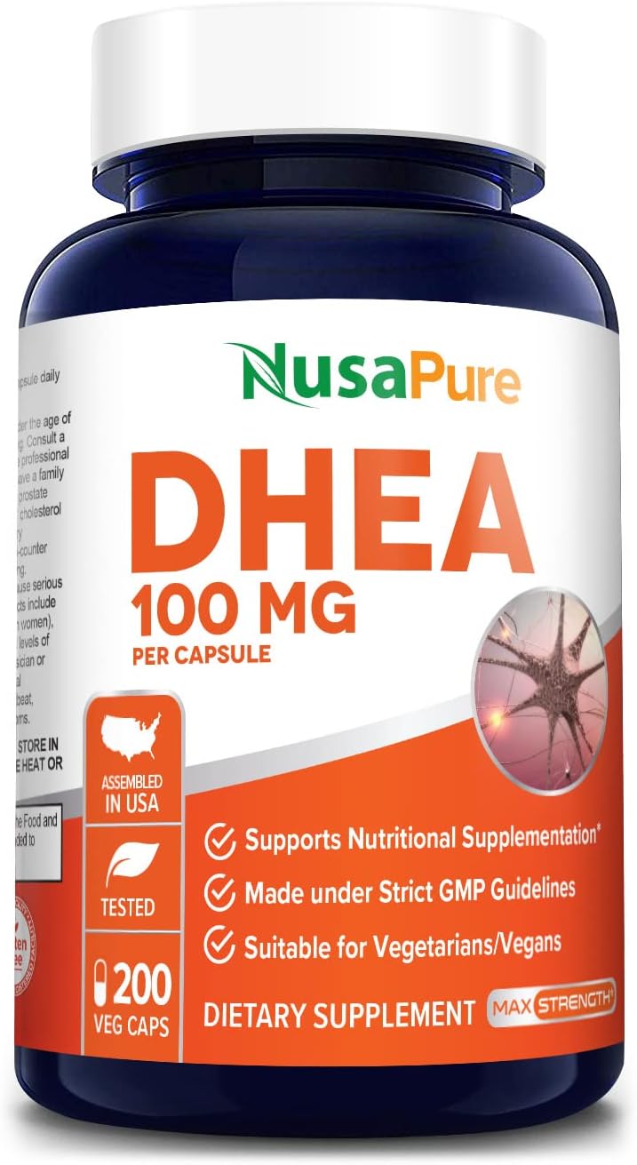 NusaPure DHEA 100mg 200 Veggie Capsules (Vegetarian, Non-GMO & Gluten Free)
