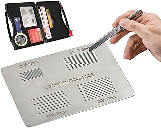 Haftfestigkeitsprüfgerät mit 100er-Gitter, 4-in-1-Schneidelineal mit Kreuzschraffur, ideal für Lackierarbeiten, Heimwerkerprojekte, Elektrogeräte und industrielle Materialhaftungsprüfungen