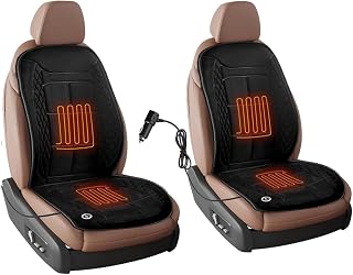 Buybai 2Pcs Car Travel Heated Seat Cushion Premium Quality Classic Black Comfortable Soft Chair Cars Seat Cushions,Comfortable Seat Covers (Black)