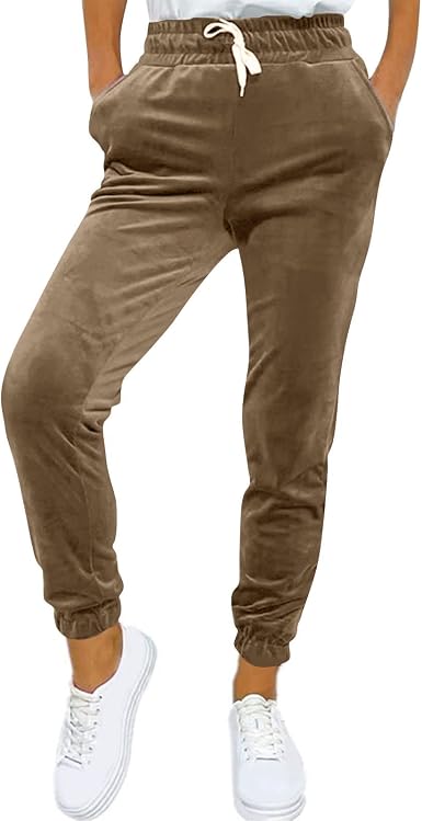 Amazon.com: Pantalones deportivos para mujer, cómodos pantalones de invierno  de pierna ancha, pantalones de yoga elásticos con cordón, Caqui, 3XL :  Ropa, Zapatos y Joyería