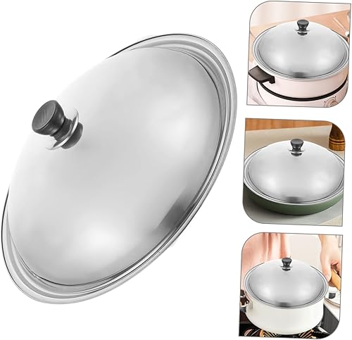 Miniatura 9 de DECHOUS Tapa de sartén de 14 pulgadas, tapa de olla de acero inoxidable, tapa de repuesto para olla de cocina, tapa de olla a fuego lento, tapas