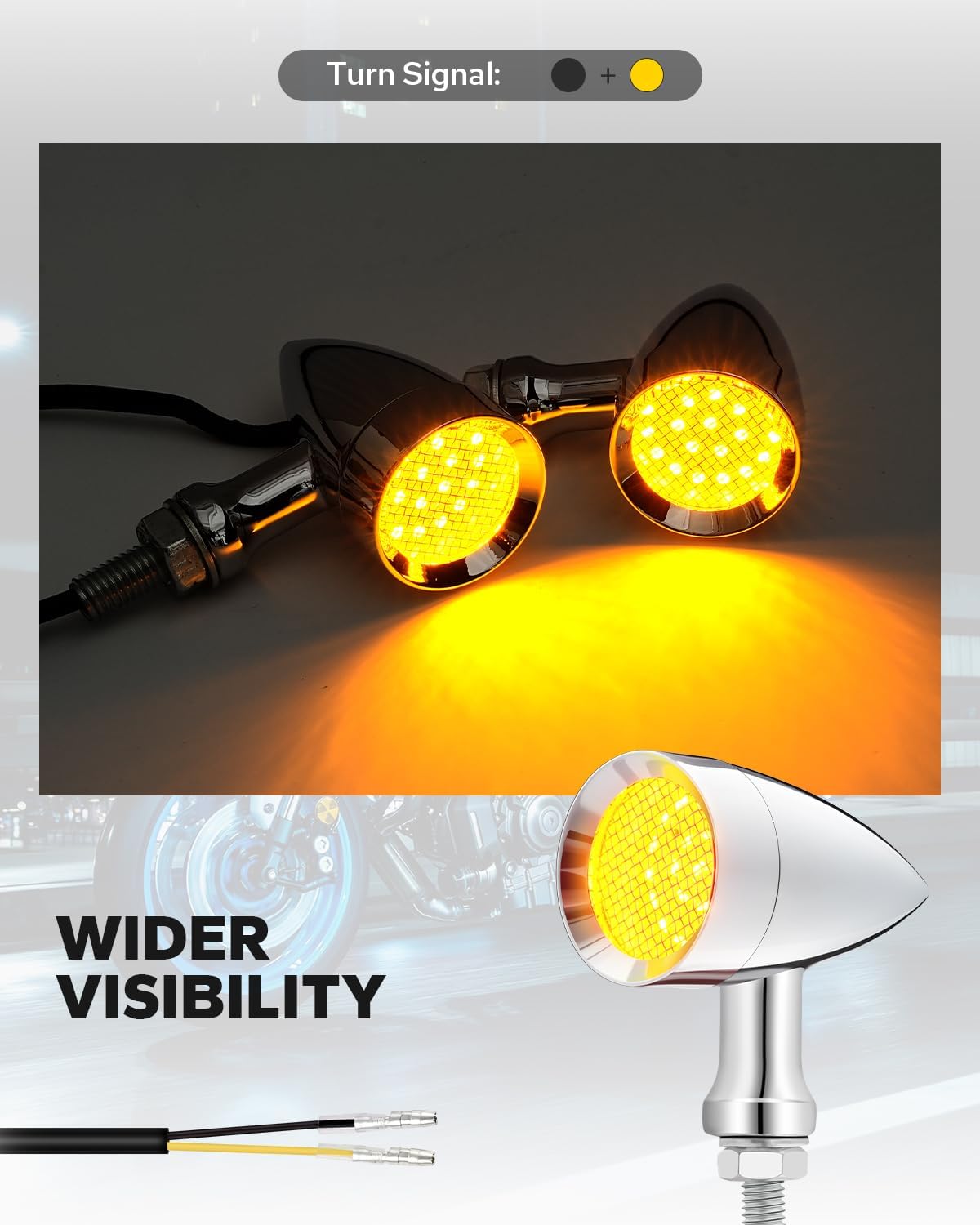 Amazicha Motorcycle Turn Signals Led, 24 LEDs Motorcycle Front Turn Signals with 10mm/8mm Mounting Holes Compatible with Honder Yamaha Suzuki Kawasaki Harley