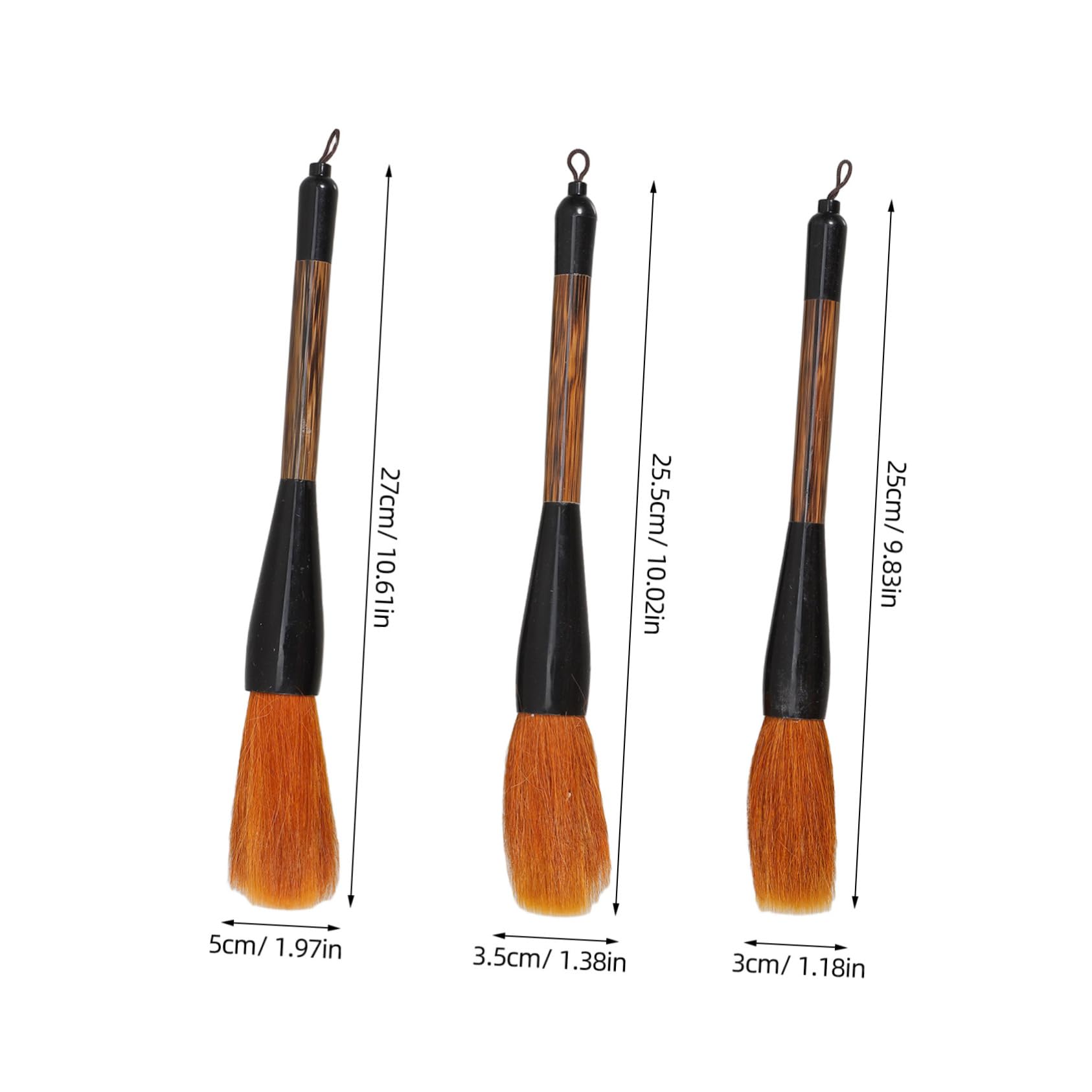 SHINEOFI 3 Piece Set Large Chinese Calligraphy Brush Set Ink Brush for Art Beginners Professionals