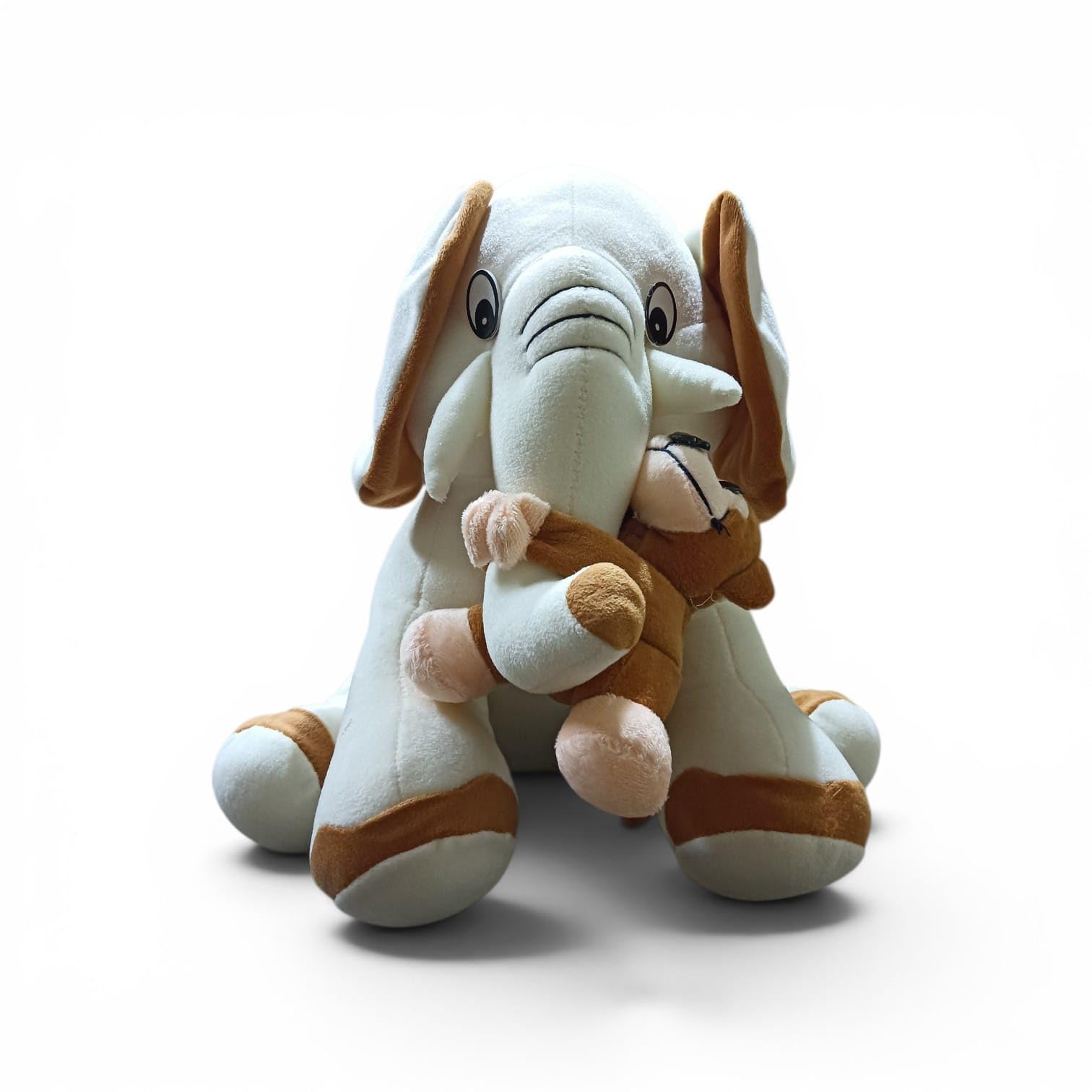 Soft Toy Elephant in White & Brown | Ultra-Soft Plush Fabric, Huggable & Cosy, Kids Soft Toy-image-42