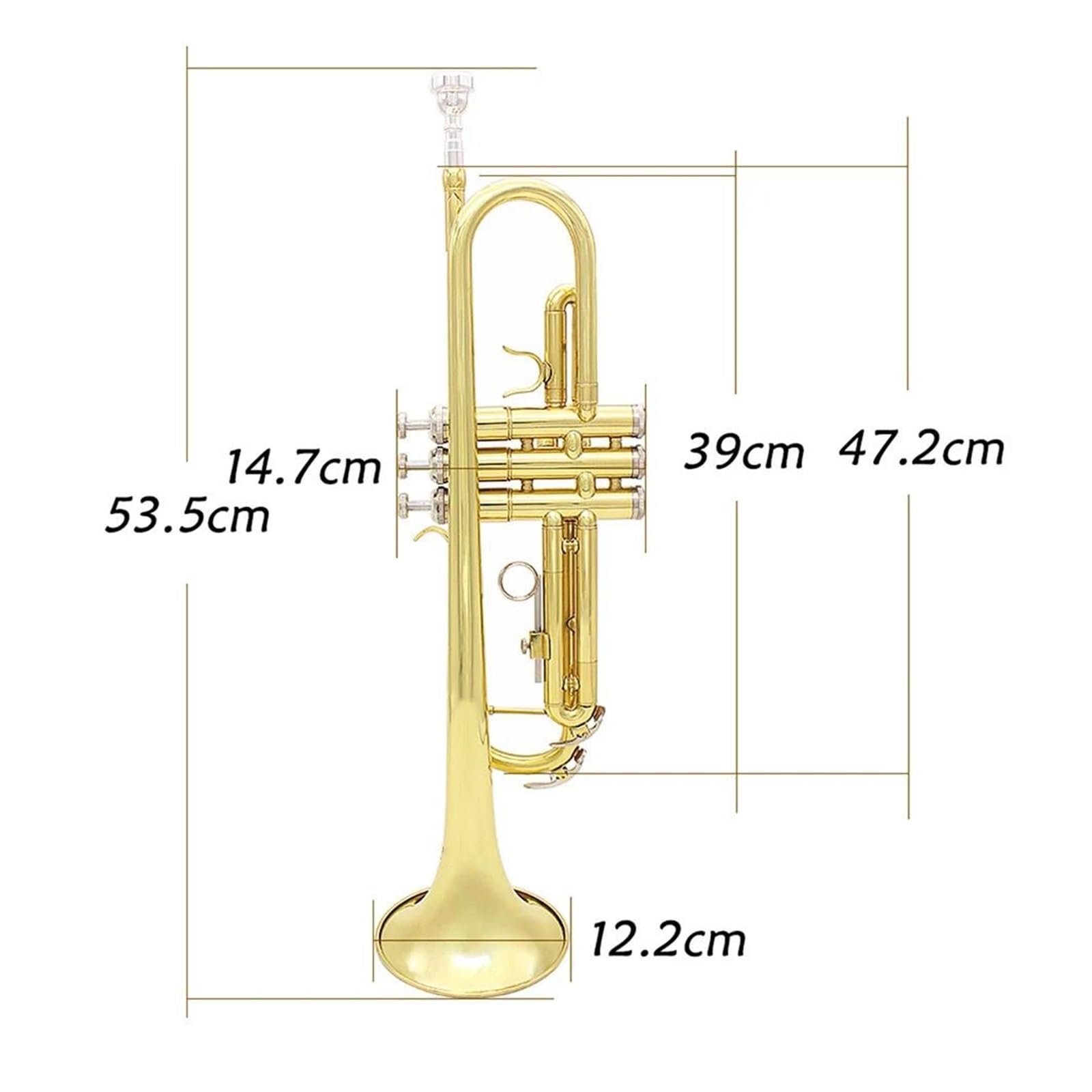 Profesjonalna Trąbka Profesjonalna Trąbka Muzyczna Bb B Płaski Materiał Mosiężny Trompeta Instrument Dęty Z Ustnikiem Akcesoria Do Futerału (Color : Gold)