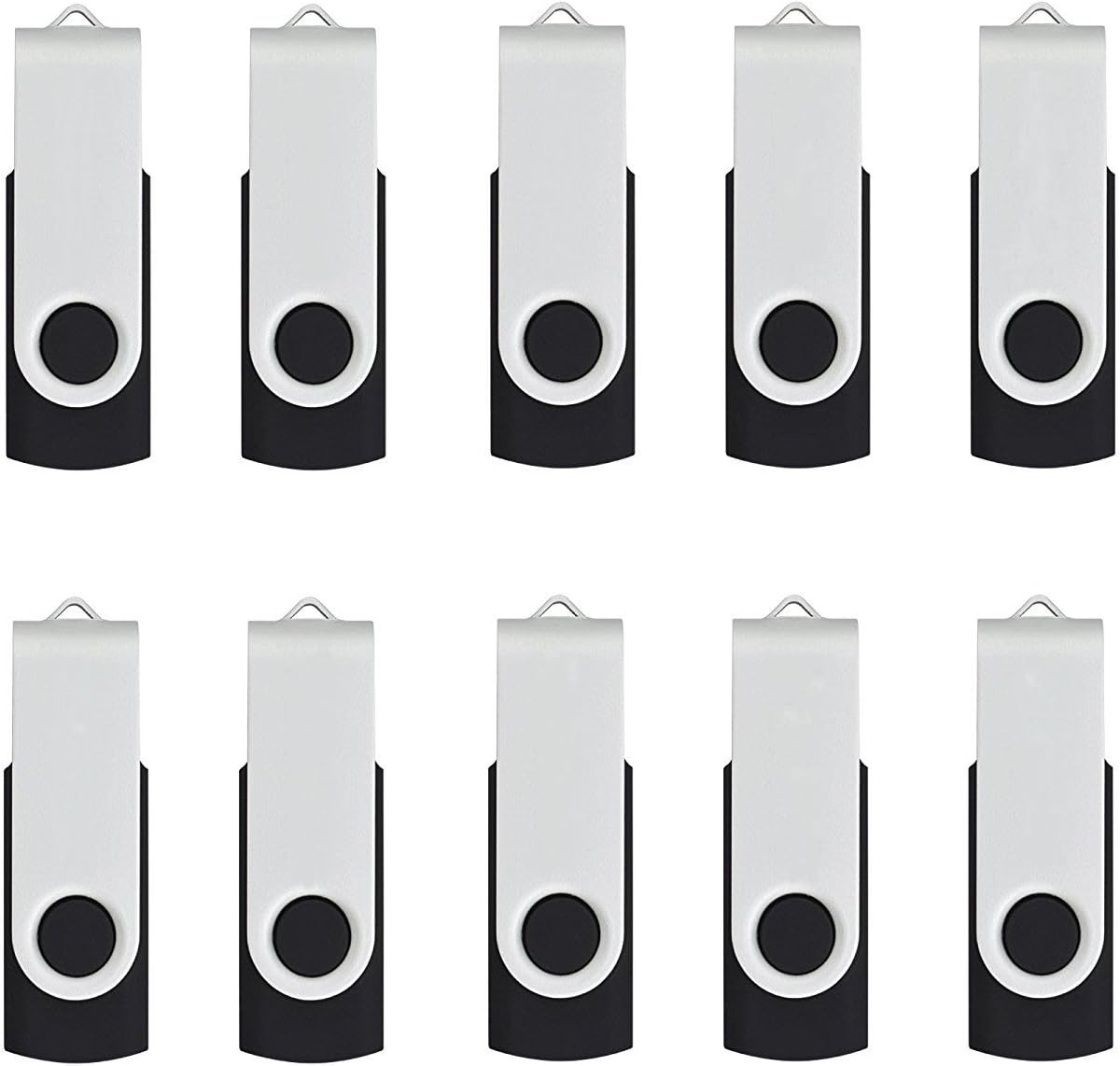10Pcs USB 2.0 Flash Drive Memory Stick Fold Storage New Design Easy to Carry (16GB, Black)