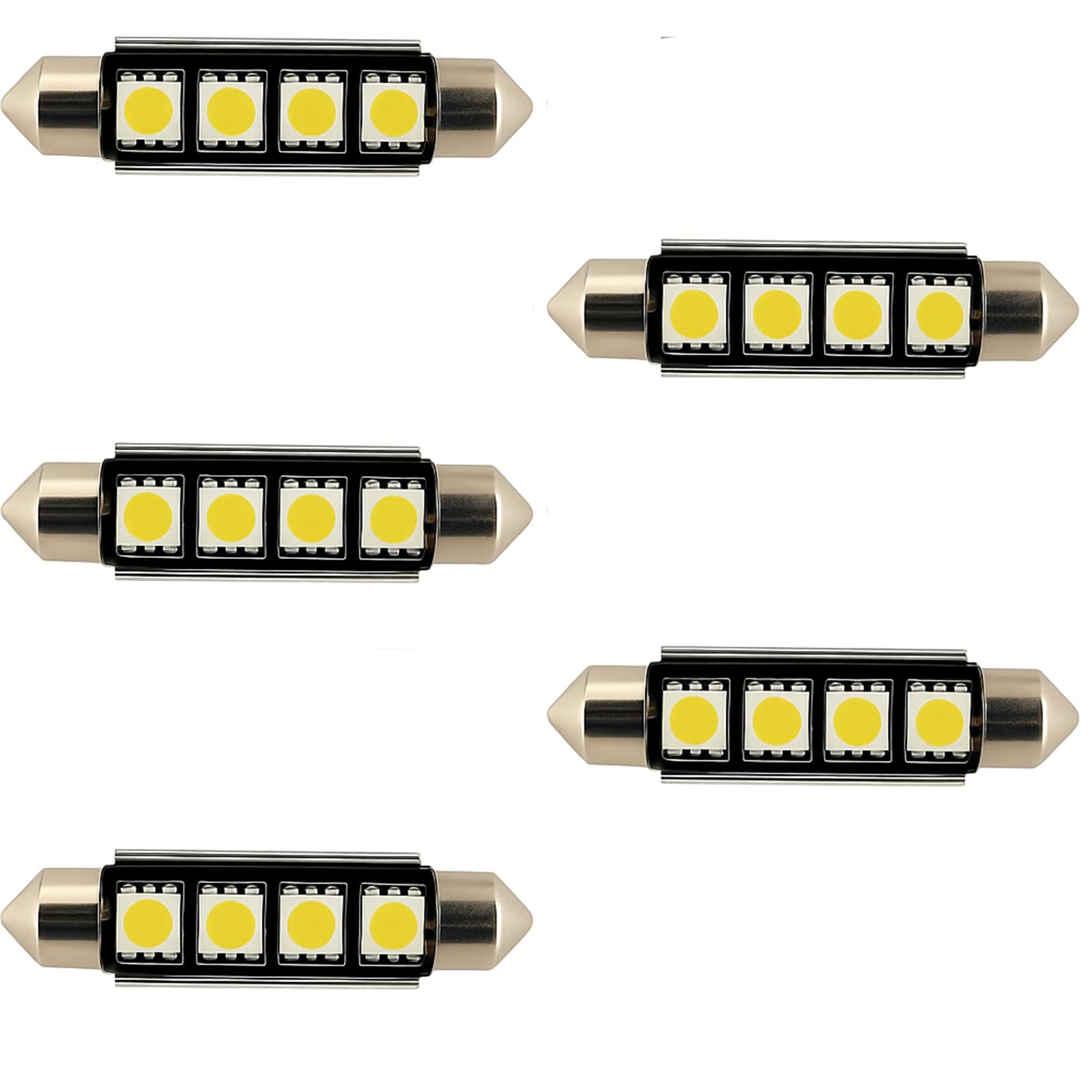 LED 12V Soffitten 43 mm weiß Innenraum Ersatz Beleuchtung warmweiß rot kaltweiß pink blau gelb (grün, 5 Stück)