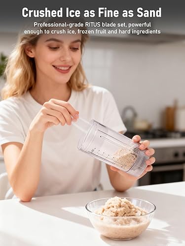 Miniatura 7 de RITUS VORTEX Pro - Licuadora portátil con recipiente extraíble para licuados, mezcla de hielo, 3 programas, sin BPA, anillo magnético inalámbrico de