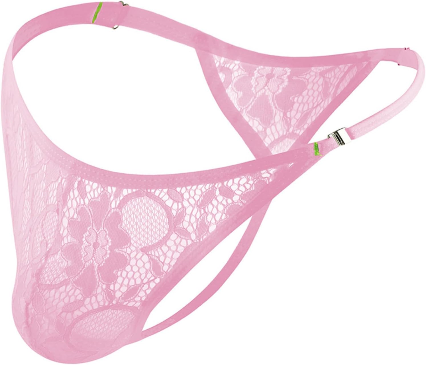 Men's Sexy Lace Thong Side Buckle Adjustable Strap G-String Underwear Lace Sheer Panties Mini Mankini