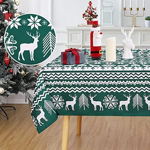 LuxFocus Manteles de mesa, manteles de Navidad, rectangulares, lavables, resistentes a las manchas Cover