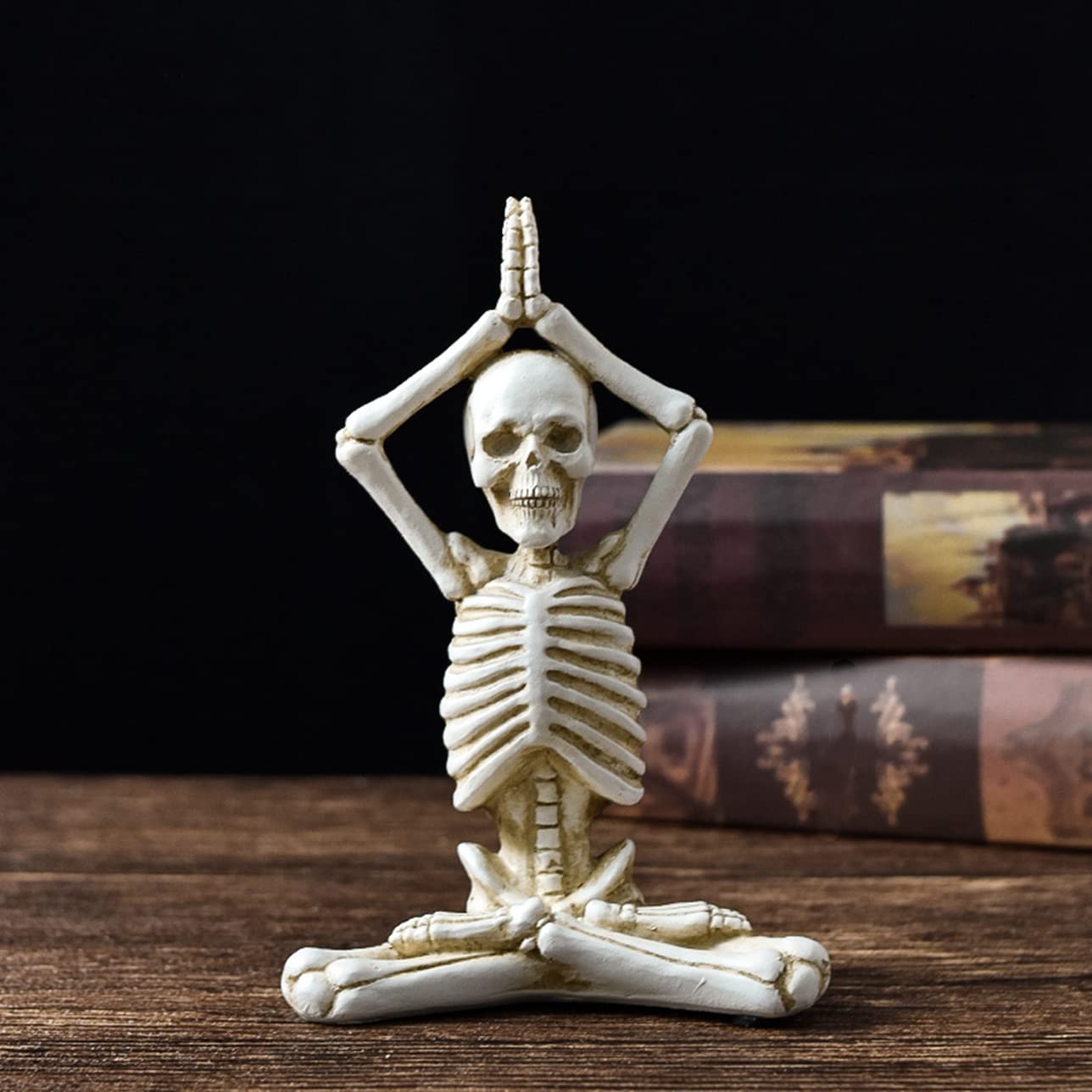 schulpture Estatuilla Coleccionable Pequeño Yoga Esqueleto Humano Calavera Manualidades para decoración de Halloween Regalo Elegante Esqueleto Humano