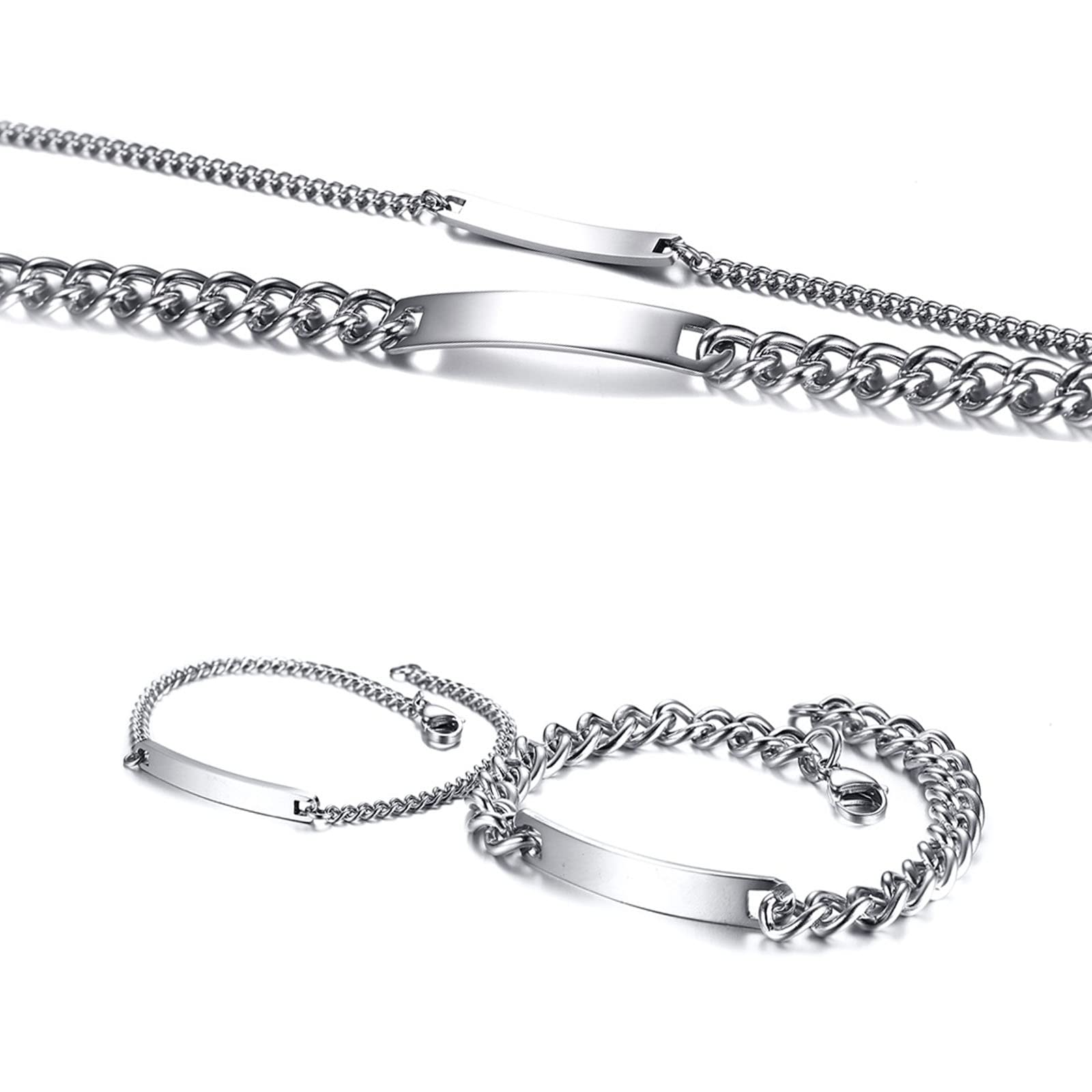 2 Pièces Bracelets Personnalisé Gravure - Bracelets Couple/Sœur/Famille, Cadeau pour Anniversaire de Mariage, Couple, Maman Papa Femme Homme