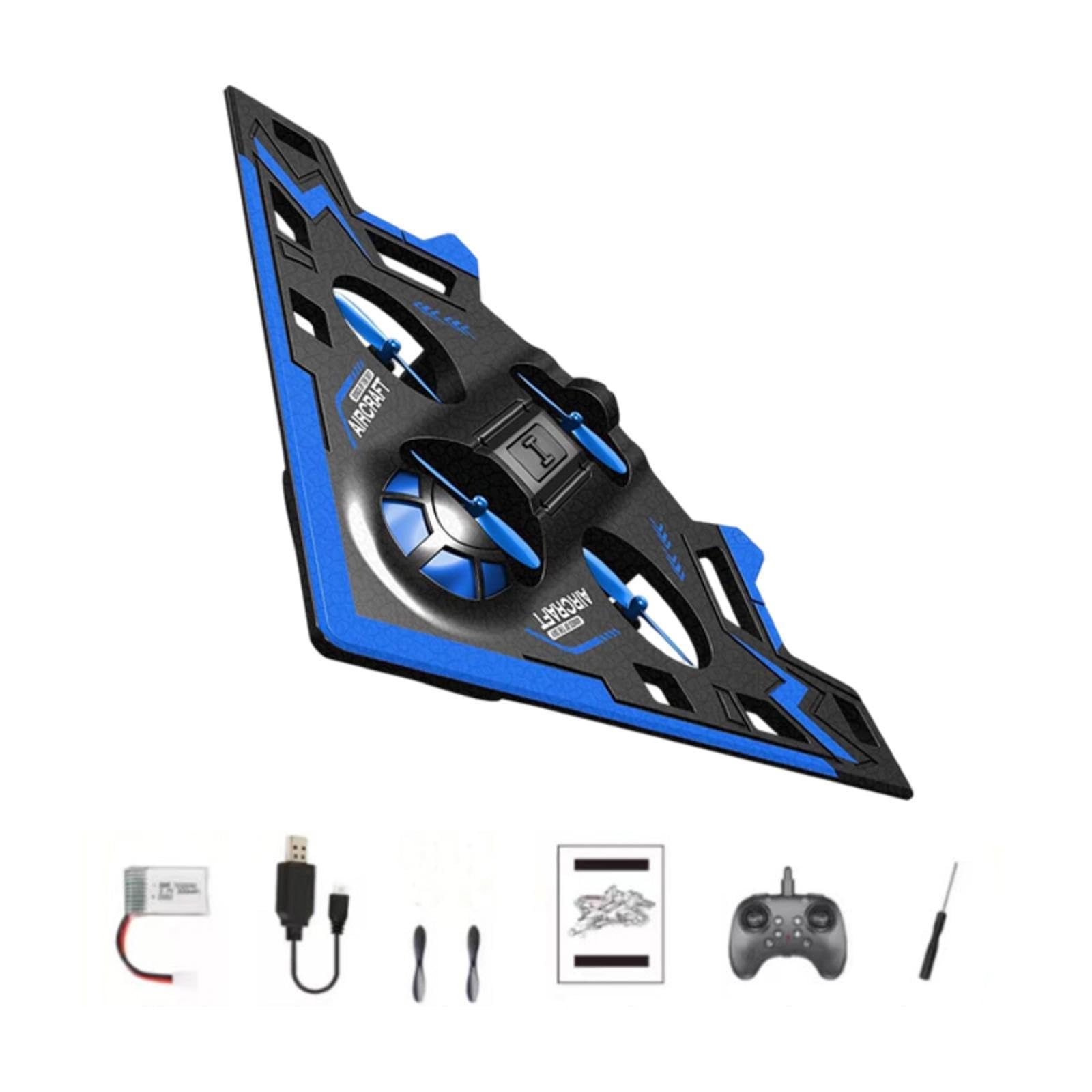 Avión Teledirigido RC con Y Diseño Triangular Material de Espuma Juguete Interactivo Regalo para Adecuado para Sala, Azul