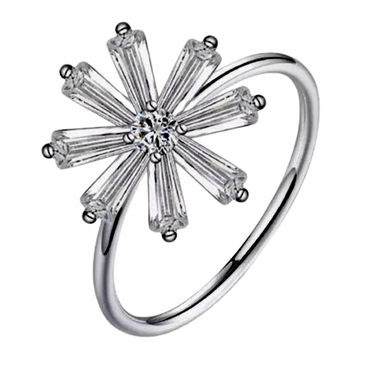Bague de mariage rectangle en argent 925 et moissanite d'exception - 7