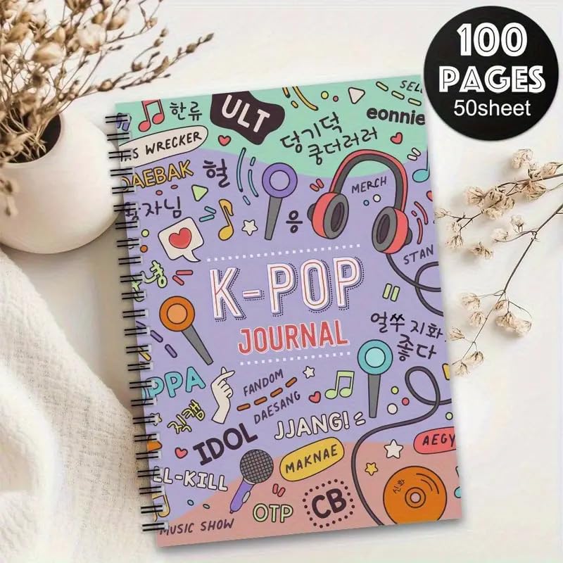 Cuaderno K-Pop de espiral de 100 páginas con líneas para fans de la música coreana 2