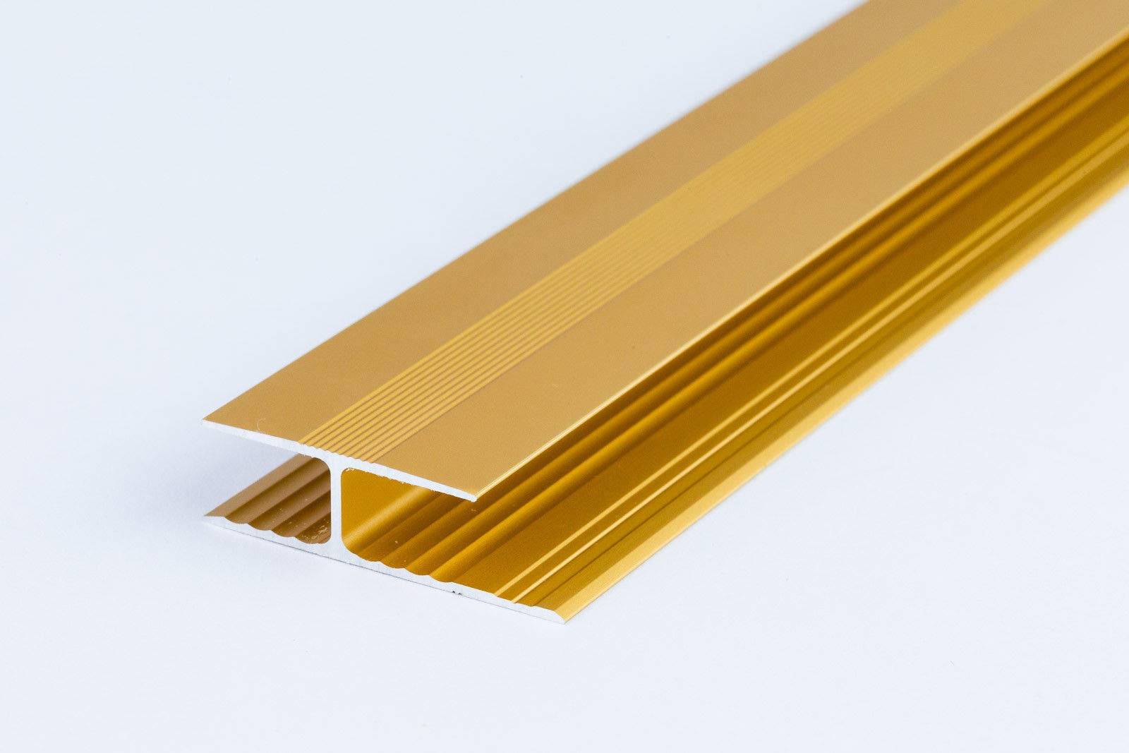 Twin Grip Aluminium 1M Laminate Connector Threshold Door Floor Trim TMW Profiles (Gold)