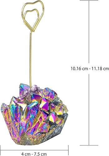 Miniatura 2 de Yatming Titanio revestido de cristal de roca con nombre titular de la tarjeta de lugar, clip de notas para fotos número de mesa soporte de